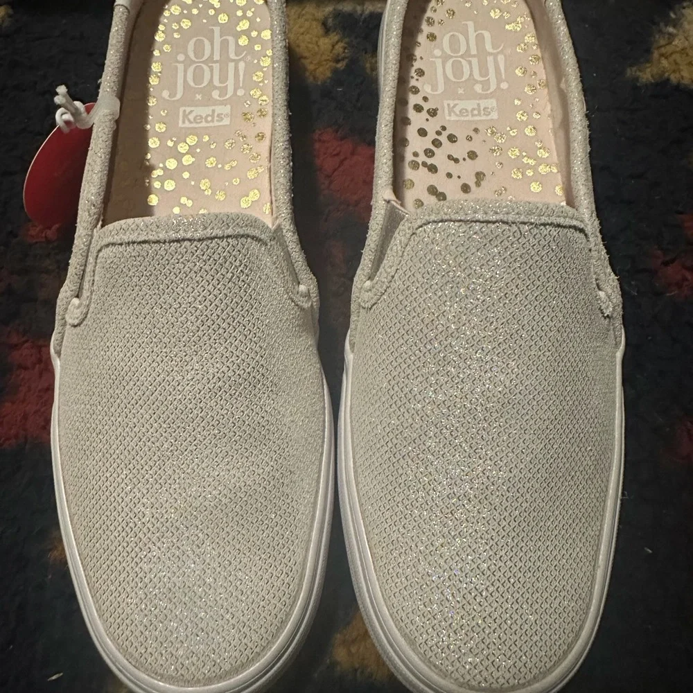 Keds Women's Slip-On Sneakers in Ivory Glitter